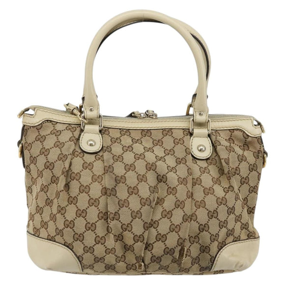GUCCI GG Canvas Hand Bag 2way Beige Gold 247902 Auth 176270