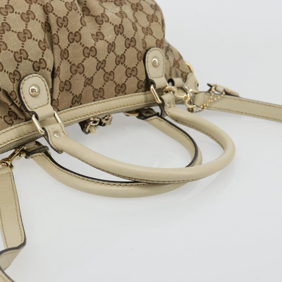 GUCCI GG Canvas Hand Bag 2way Beige Gold 247902 Auth 176270