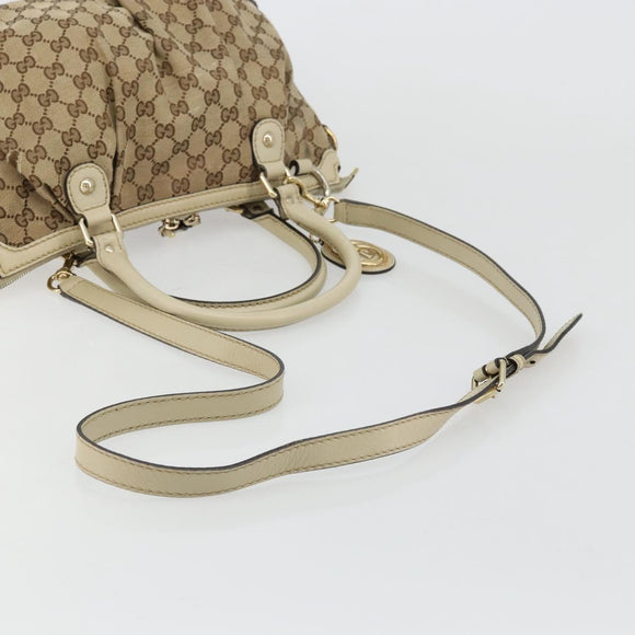 GUCCI GG Canvas Hand Bag 2way Beige Gold 247902 Auth 176270
