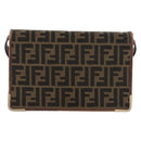 FENDI Zucca Canvas Shoulder Bag Black Brown Auth 176273-13