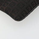 FENDI Zucchino Canvas Shoulder Bag Silver Black Auth 176275-15
