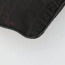 FENDI Zucchino Canvas Shoulder Bag Silver Black Auth 176275-17