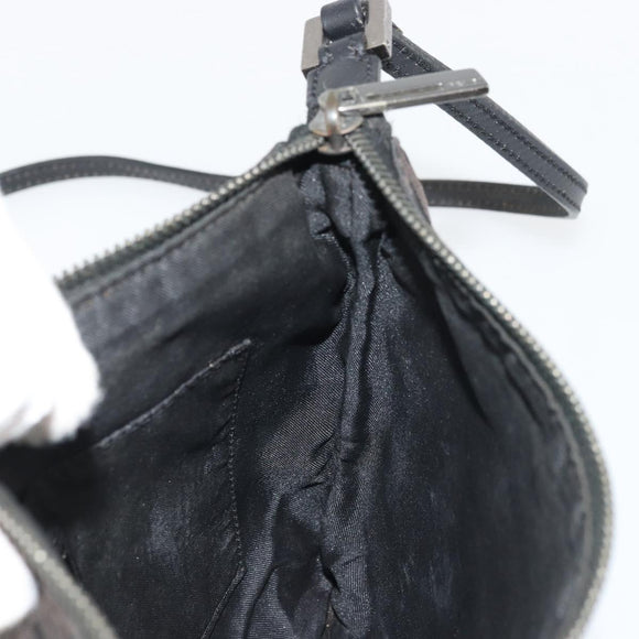 FENDI Zucchino Canvas Shoulder Bag Silver Black Auth 176275