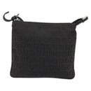 FENDI Zucchino Canvas Shoulder Bag Silver Black Auth 176275-13
