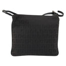 FENDI Zucchino Canvas Shoulder Bag Silver Black Auth 176275-2