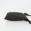 FENDI Zucchino Canvas Shoulder Bag Silver Black Auth 176275-3