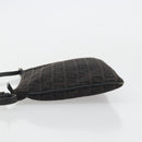 FENDI Zucchino Canvas Shoulder Bag Silver Black Auth 176275-4