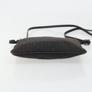 FENDI Zucchino Canvas Shoulder Bag Silver Black Auth 176275-5