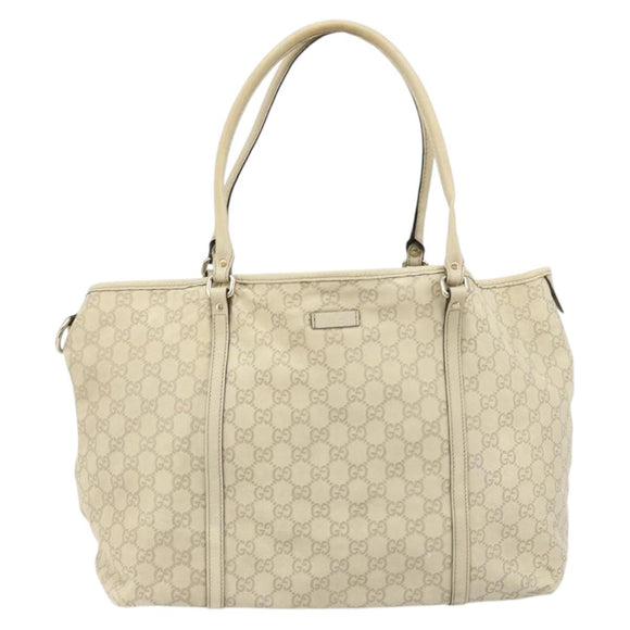 GUCCI GG Canvas Guccissima Tote Bag Leather Ivory Gold 197954 Auth 176287
