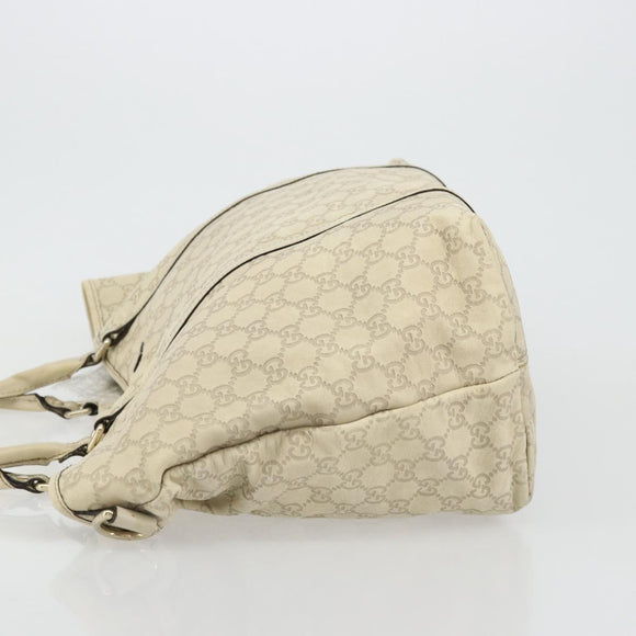 GUCCI GG Canvas Guccissima Tote Bag Leather Ivory Gold 197954 Auth 176287
