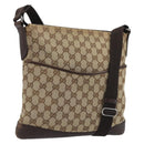 GUCCI GG Canvas Shoulder Bag Beige Silver 145857 Auth 176293-1