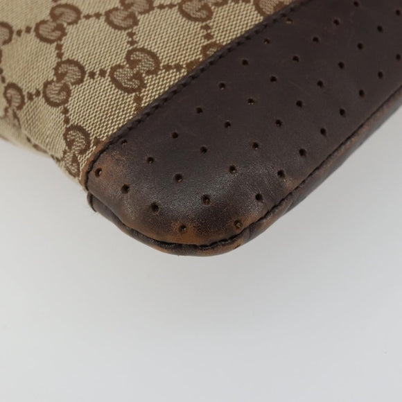 GUCCI GG Canvas Shoulder Bag Beige Silver 145857 Auth 176293