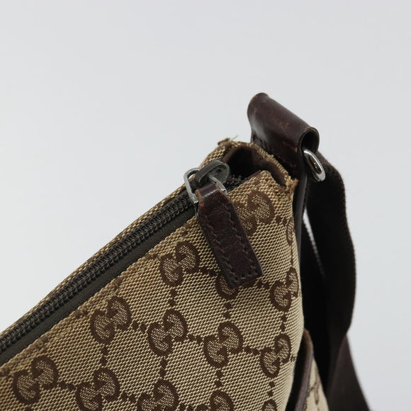 GUCCI GG Canvas Shoulder Bag Beige Silver 145857 Auth 176293