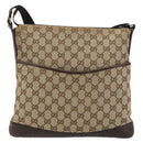GUCCI GG Canvas Shoulder Bag Beige Silver 145857 Auth 176293-13