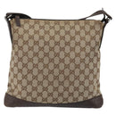 GUCCI GG Canvas Shoulder Bag Beige Silver 145857 Auth 176293-2