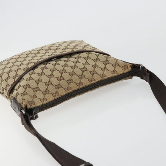 GUCCI GG Canvas Shoulder Bag Beige Silver 145857 Auth 176293