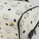 MCM Vicetos Logogram Handtas PVC Leer Wit Goud Auth 176296-15