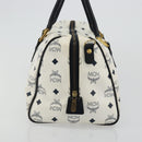 MCM Vicetos Logogram Handtas PVC Leer Wit Goud Auth 176296-3
