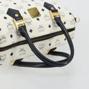 MCM Vicetos Logogram Handtas PVC Leer Wit Goud Auth 176296-7