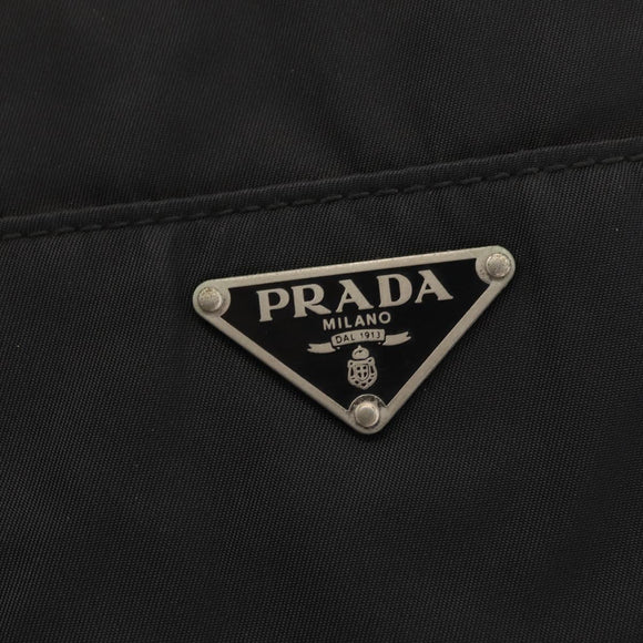 PRADA Tote Bag Nylon Black Silver Auth 176297
