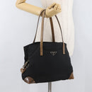 PRADA Tote Bag Nylon Black Silver Auth 176297-28