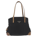 PRADA Tote Bag Nylon Black Silver Auth 176297-13