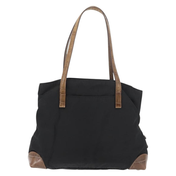 PRADA Tote Bag Nylon Black Silver Auth 176297