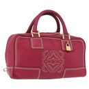 LOEWE Anagram Americana 28 Hand Bag Leather Pink Gold Auth 176302A-1