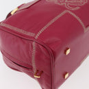 LOEWE Anagram Americana 28 Hand Bag Leather Pink Gold Auth 176302A-9