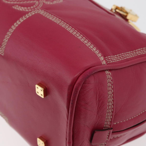 LOEWE Anagram Americana 28 Hand Bag Leather Pink Gold Auth 176302A