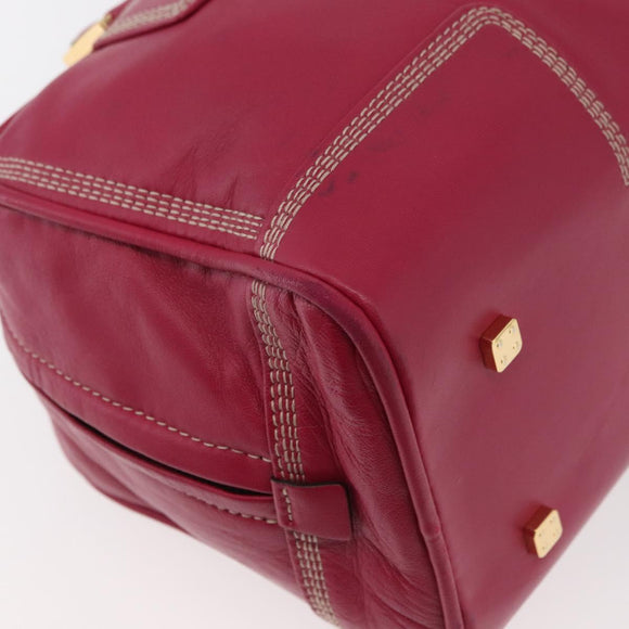 LOEWE Anagram Americana 28 Hand Bag Leather Pink Gold Auth 176302A