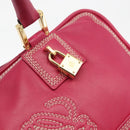 LOEWE Anagram Americana 28 Hand Bag Leather Pink Gold Auth 176302A-10