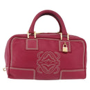 LOEWE Anagram Americana 28 Hand Bag Leather Pink Gold Auth 176302A-13