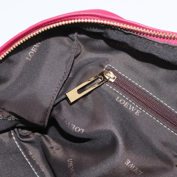 LOEWE Anagram Americana 28 Hand Bag Leather Pink Gold Auth 176302A