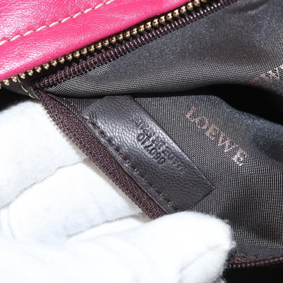 LOEWE Anagram Americana 28 Hand Bag Leather Pink Gold Auth 176302A