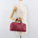 LOEWE Anagram Americana 28 Hand Bag Leather Pink Gold Auth 176302A-23