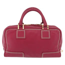 LOEWE Anagram Americana 28 Hand Bag Leather Pink Gold Auth 176302A-2
