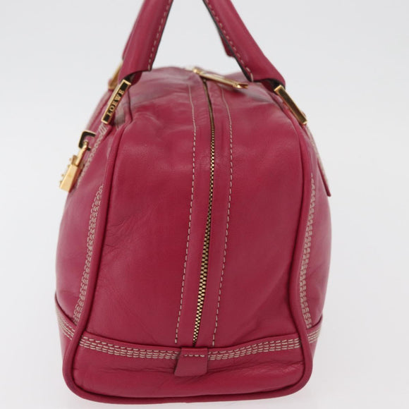 LOEWE Anagram Americana 28 Hand Bag Leather Pink Gold Auth 176302A
