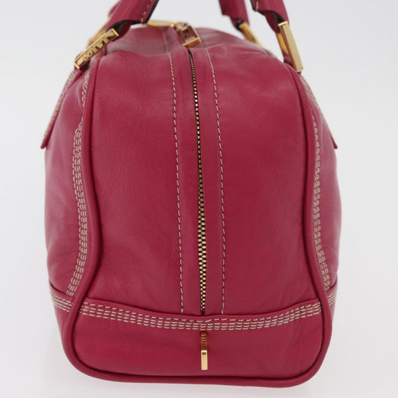 LOEWE Anagram Americana 28 Hand Bag Leather Pink Gold Auth 176302A