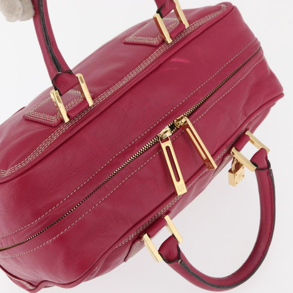 LOEWE Anagram Americana 28 Hand Bag Leather Pink Gold Auth 176302A