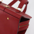 CELINE Hand Bag Leather Red Gold Auth 176319-15