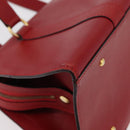 CELINE Hand Bag Leather Red Gold Auth 176319-16
