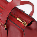 CELINE Hand Bag Leather Red Gold Auth 176319-9