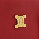 CELINE Hand Bag Leather Red Gold Auth 176319-18