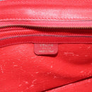 CELINE Hand Bag Leather Red Gold Auth 176319-19