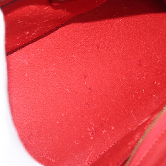 CELINE Hand Bag Leather Red Gold Auth 176319
