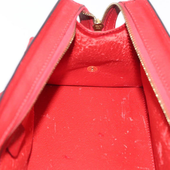 CELINE Hand Bag Leather Red Gold Auth 176319