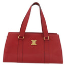 CELINE Hand Bag Leather Red Gold Auth 176319-13
