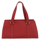 CELINE Hand Bag Leather Red Gold Auth 176319-2