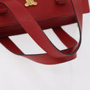 CELINE Hand Bag Leather Red Gold Auth 176319-7